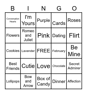 Valentine's Day Bingo Card