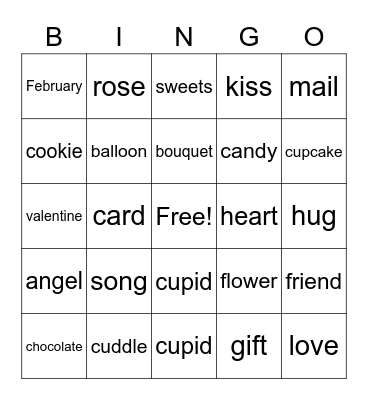 valentines day Bingo Card