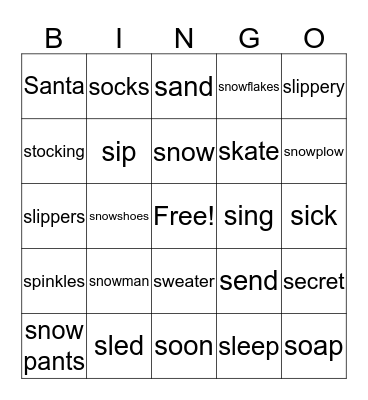 Winter Bingo Card