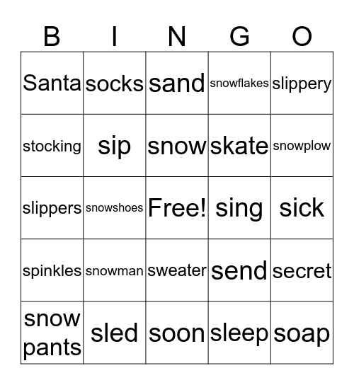 Winter Bingo Card