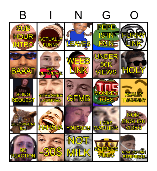 forsen Bingo Card