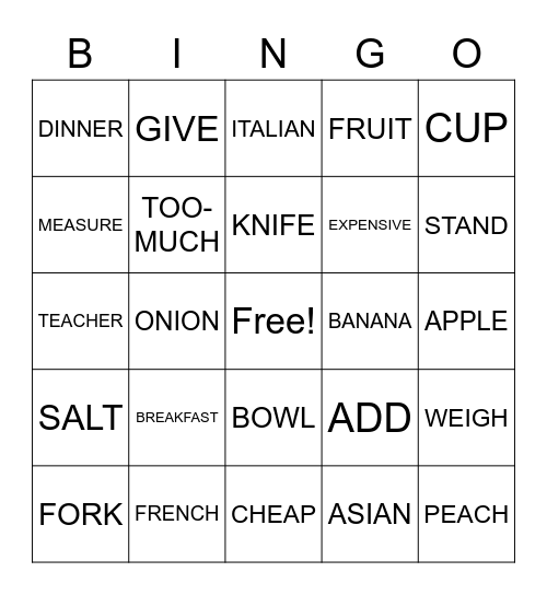 ASL 2 - Unit 5 Review Bingo Card