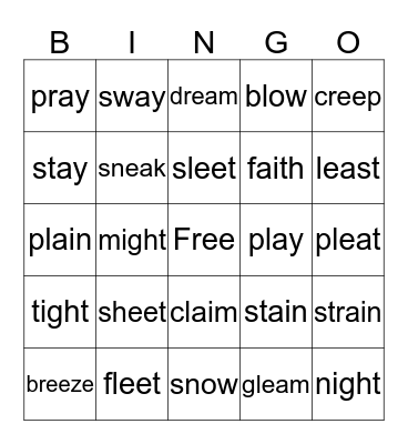 Vowel Teams Bingo Card