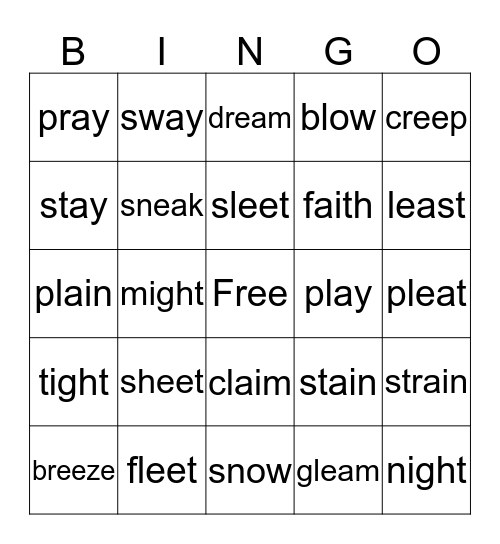 Vowel Teams Bingo Card