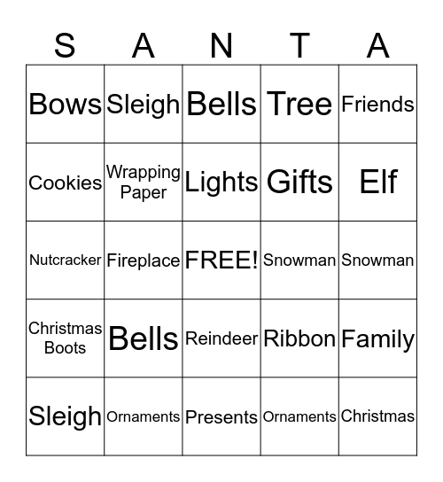 Christmas Bingo Card