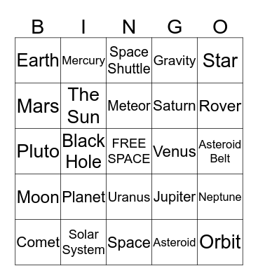 Space Bingo Card