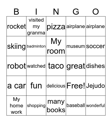 What did you do? Bingo Card