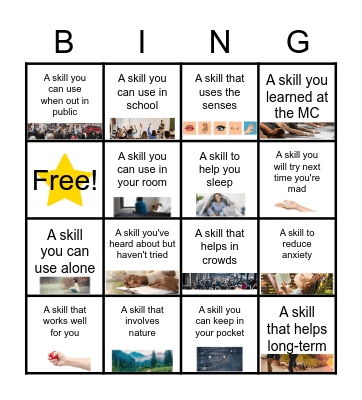 Coping Skills Bingo Card