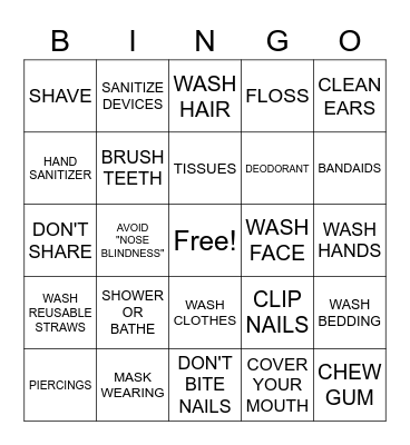 HYGIENE BINGO Card