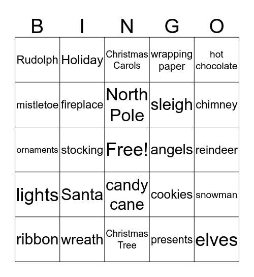 Christmas Bingo - Red Level 2 Bingo Card