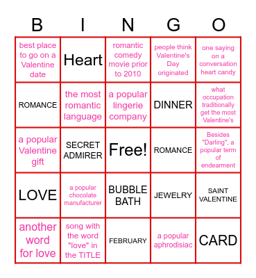 Valentine's Day Family Feud BINGO Card