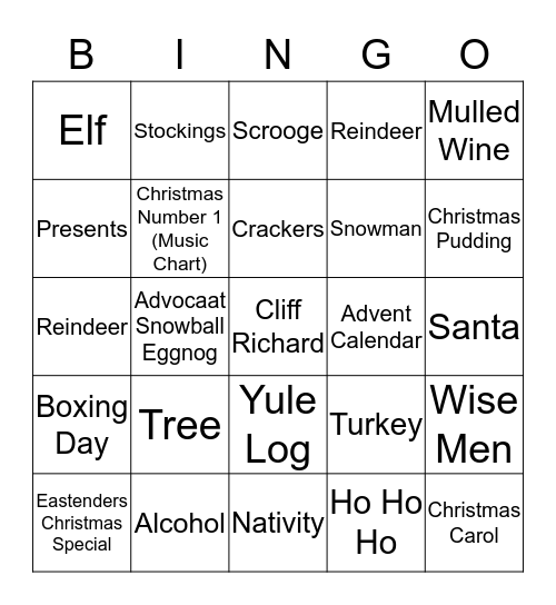 Christmas Word Bingo Card