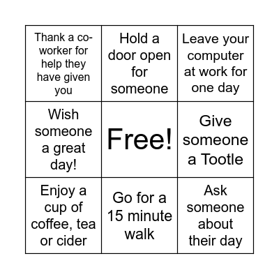 Staff Bingo Card