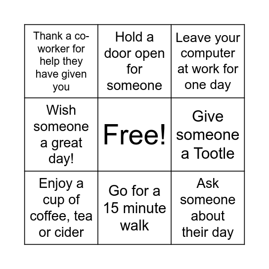 Staff Bingo Card