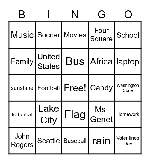 Meadowbrook View Bingo Card