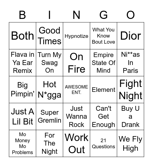 EAST COAST RAPPERS Bingo Card