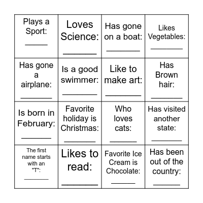Find someone who! Bingo Card