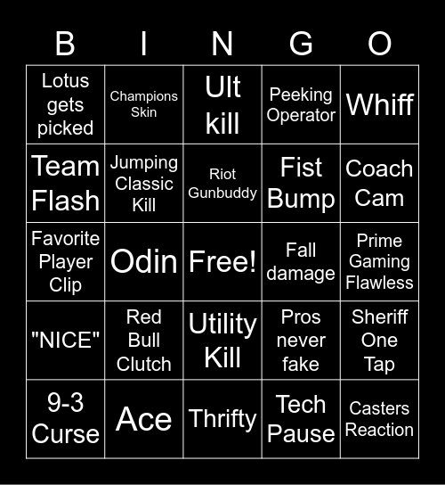 VCT Lock//In Bingo Card