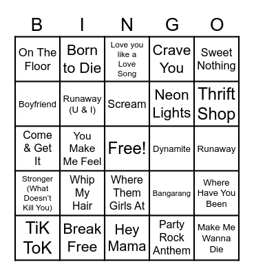 2010s Throwbacks Bingo Card
