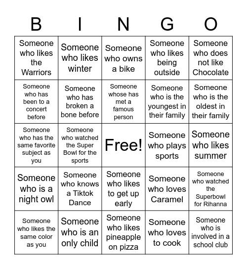 Human Bingo Card