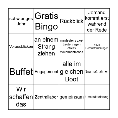 Weihnachtsfeier 2015 Bingo Card