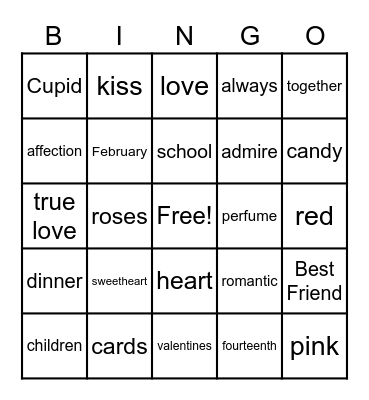 Valentine's Day Bingo Card