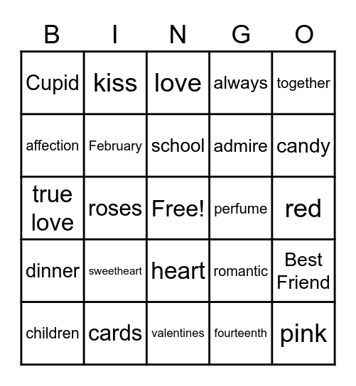 Valentine's Day Bingo Card