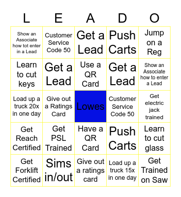 Pro- Load Bingo Card