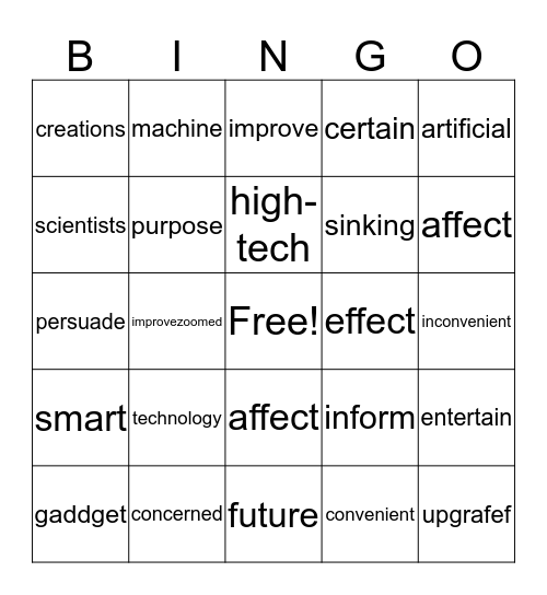 upcoming Technology Bingo Card