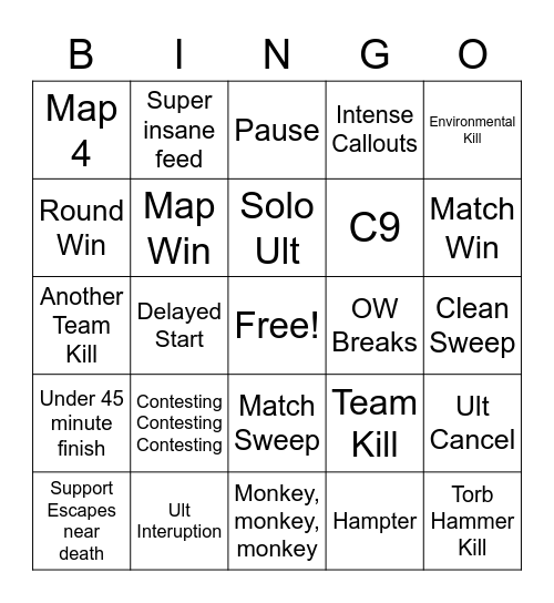 OU OW Bingo Card