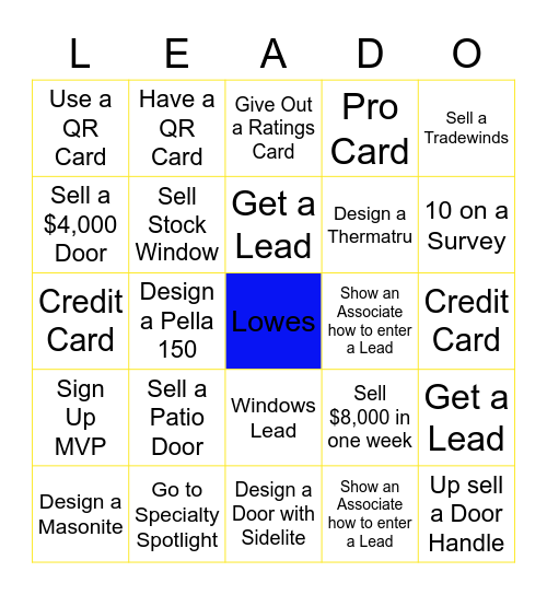 Millwork Specialist Bingo Card