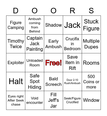 Doors Bingo Card