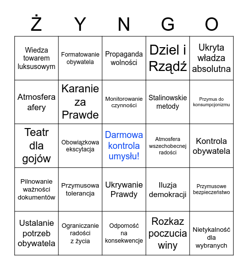 Bingo Żymiańskie Bingo Card