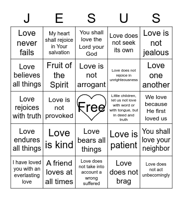 Valentine's Day Bingo Card