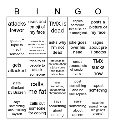 Predictable BeeButt Bingo Card
