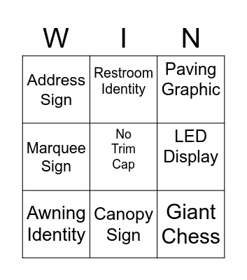 RSM Sign Bingo Card