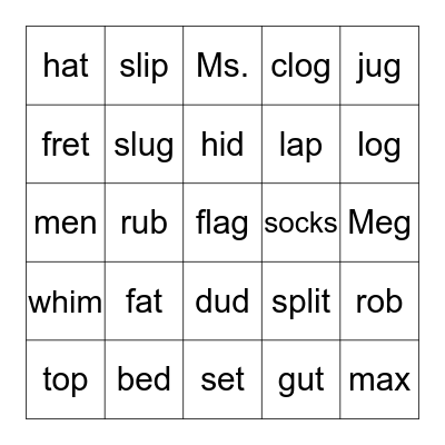 Rhyming Bingo Card