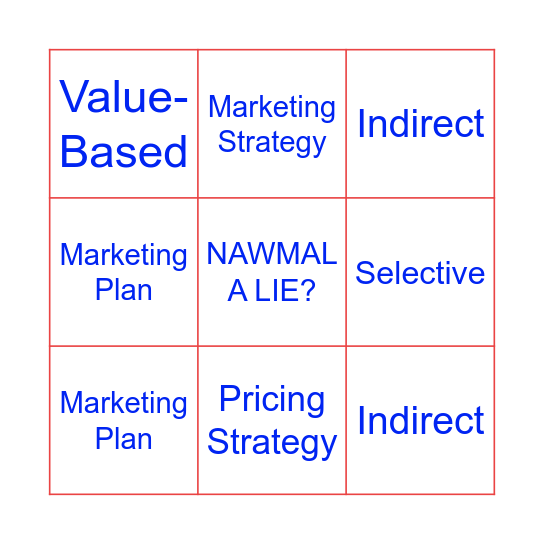Marketing Plan Bingo Card