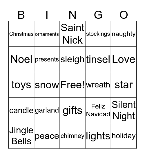 Christmas Bingo Card