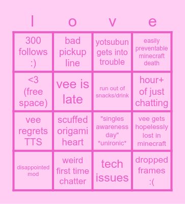 veeday bingo! Bingo Card