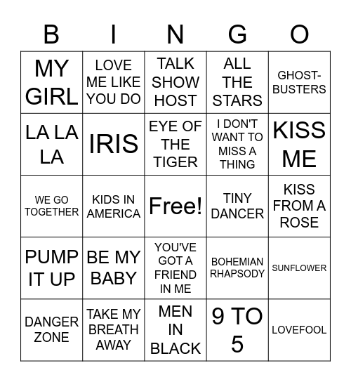 ROUND 2- MOVIE SOUNDTRACKS Bingo Card