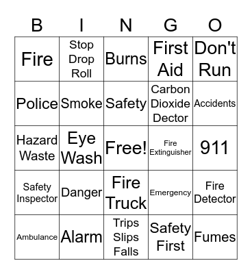 Safety Bingo Card