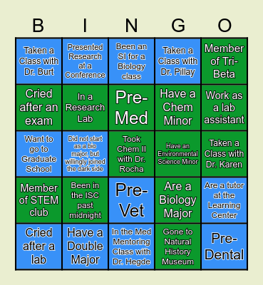 GCSU Biology Bingo Card