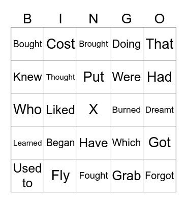 English 3 Bingo Card