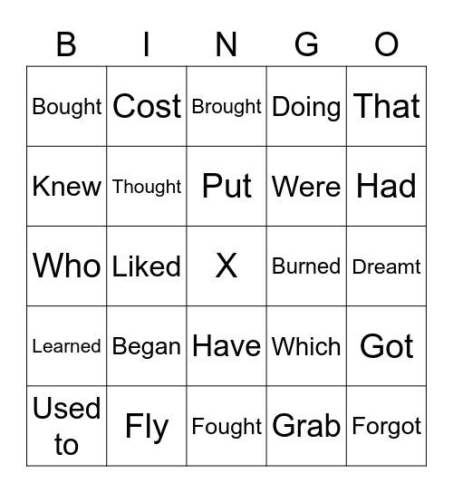 English 3 Bingo Card