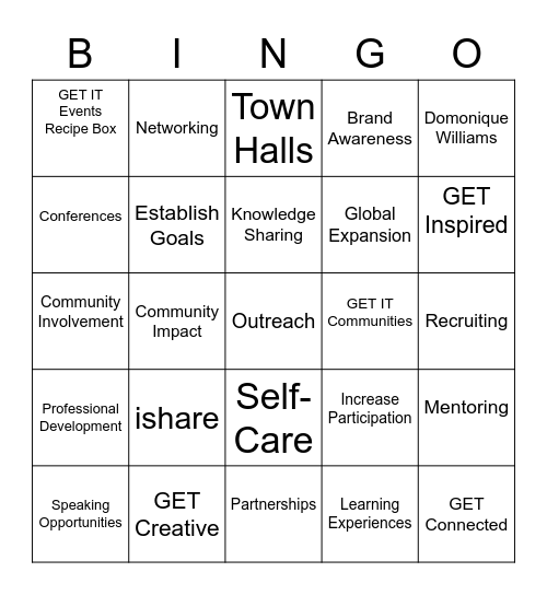 GET IT  Concepts & Values Bingo Card
