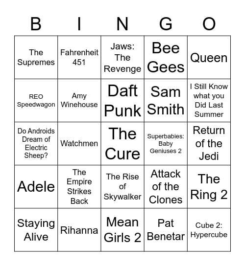 February 15 - Round 2 Bingo Card