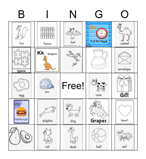 alphabet vocabulary 3rd - 4th grade Bingo Card