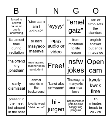 Bingo Apsy 1-1 edition Bingo Card