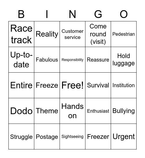 SIMPLY - PET 4 Bingo Card